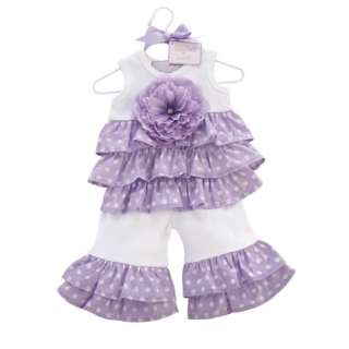 Mud Pie Purple 2 Piece Ruffle Pant Set Outfit Pageant Casual Wear 2 3T 