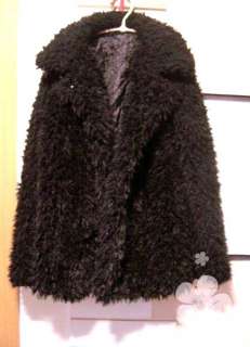 Black Curly Faux Lamb Fur Long Coat Jacket  