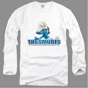 Smurfs Clumsy classic cartoon Mens size L long sleeved white T Shirt 