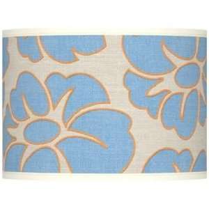  Floral Blue Silhouette Giclee Drum Shade 13.5x13.5x10 