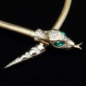 Coro Snake Set Necklace Earrings Vintage Rhinestones  