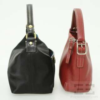 Coach 2 Piece Red Leather & Black Satin Small Handbag Set  