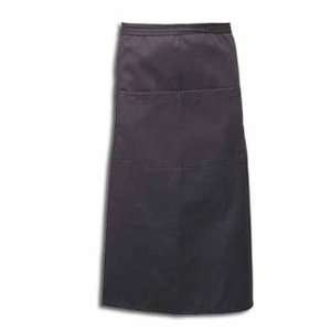 Bistro Apron, Full Length, Black, with 2 Center Pockets 