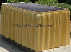 21 SPUN GOLD ECONOMY TABLE SKIRT & FREE SKIRTING CLIPS  