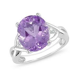   Amethyst and Diamond Ring, (.01 cttw, I J Color, I3 Clarity) Jewelry