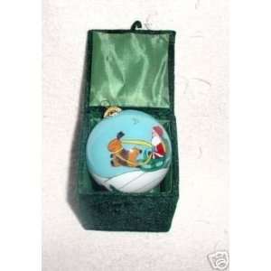  Santa & Sleigh Glass Ornament 