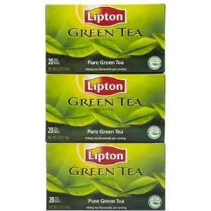  Lipton Green Tea Bags, 20 ct, 3 ct (Quantity of 4) Health 