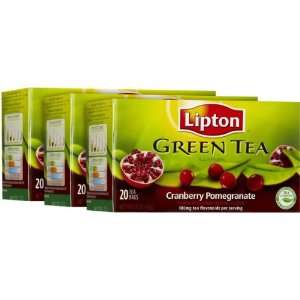 Lipton Green Tea Bags, Cranberry Pomegranate, 20 ct, 3 pk