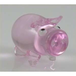  Piggy Pig, Hog, Glass figurine animal Clear Pink Body with 