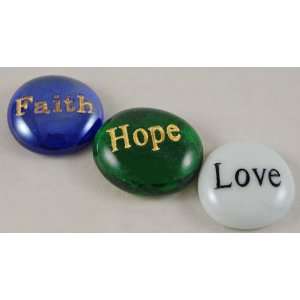  Set of 3 Glass Word Stones: Faith, Hope, Love: Everything 