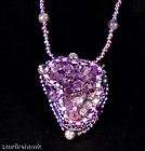 Natural Amethyst Chunk Bead Embroidere​d Necklace Lovely