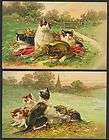 SUPER Set of 2 Embossed Kitty Cat Postcards 1908 Chromo
