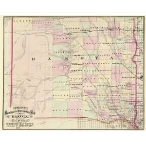    DAKOTA TERRITORY (ND/SD) BY GEORGE F. CRAM 1875 MAP