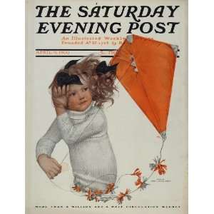 1910 Sarah Stilwell Weber SEP Cover Child Kite Flying   Original Cover 