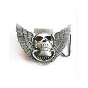 Skull Head w/ Wings Belt Buckle
