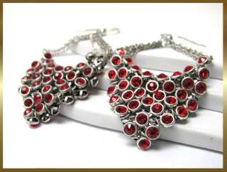 Gift Boxed! Gorgeous Red Crystal and Silver Chandelier Earrings  