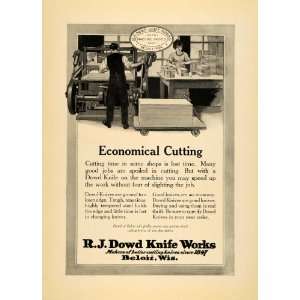 1920 Ad R J Dowd Knife Works Cutting Knives Machinery   Original Print 