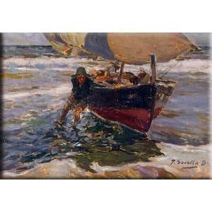  Beaching the Boat (study) 30x21 Streched Canvas Art by 