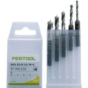  Festool 495130 Stubby Brad Point Bit Set 3 8mm