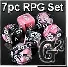 NEW 7pc Set Black Pink Gemini RPG Game Dice D&D Chessex 7 piece
