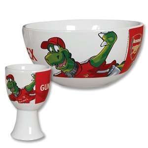  Arsenal Cereal Bowl & Egg Cup Set   Red/White Sports 