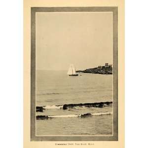  1911 Print Concordville Point York Beach Maine Sailboat 