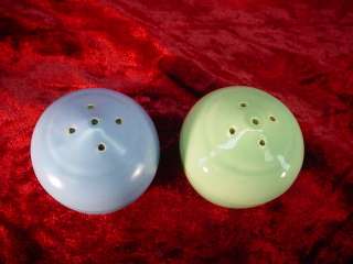   Ceramic Antique Salt & Pepper SHAKERS Pottery Style Blue Green  