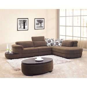  Vig Furniture 0902   Brown Fabric Sectional Sofa Set