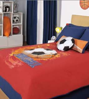 Boys Soccer Blue Comforter Sheets Bedding Set Full 10pc  