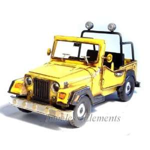   : Yellow Jeep Wrangler Car, Tin Vintage Model Display: Home & Kitchen