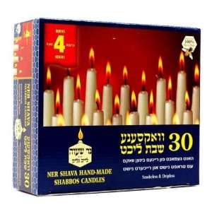  Ner Shava White Taper Candles Burn 4 Hours Set of 30