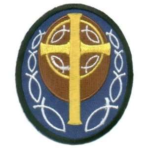   Patch With Gold Cross Cool Christian Biker Patch 