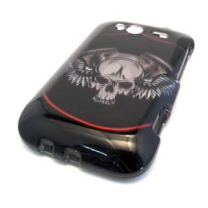  HTC Wildfire S Black Wing Skull Emblem Design Hard Case 