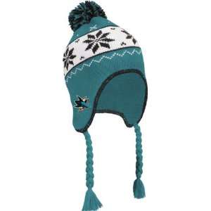  San Jose Sharks Womens Snowflake Tassel Pom Knit Hat 
