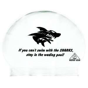    Water Gear Cant Swim With The Sharks Latex Cap