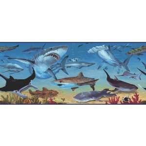  allen + roth Shark Attack Wallpaper Border LW1342800: Home 