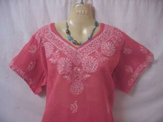 Dark Pink Lucknowi Pure Cotton Salwar Kameez Embroidery  
