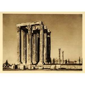  1928 Olympieion Temple Zeus Athens Greece Greek Ruins 
