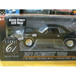  1971 Plymouth Cuda in Black Diecast 1:18 Scale Super 