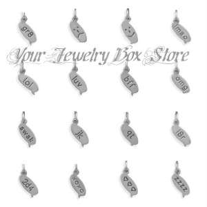 Sterling Silver Text Message Charms FREE SHIP  