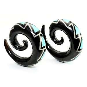  Crushed TURQUOISE Stone Inlay on Spiral Horn Organic Body 