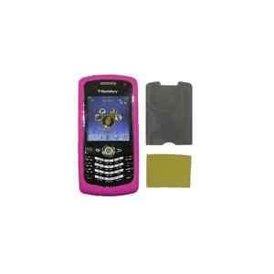 Blackberry pearl 8120 Hot Pink Silicone Skin Case + Privacy Screen 