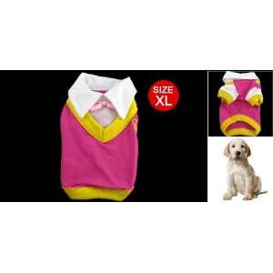   XL Pet Poodle Stand Collar Fuchsia Cotton Shirt Bowtie