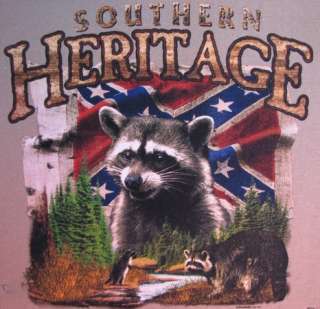 Hunting Tshirt Southern Heritage Coon Confederate Flag Rebel Redneck 