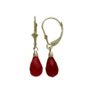  Ruby 10 Karat Yellow Gold Briolette Earrings: Jewelry