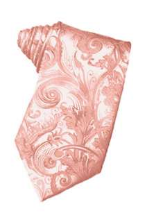 Mens Neck Tie   Tapestry Pattern (Coral)  