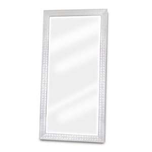  Blvd Collection White Leather Accent Floor Mirror