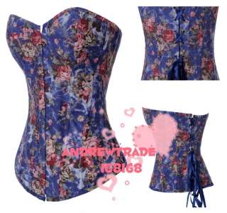 NewSexy Flower Floral Corset Lace up Boned Hook Bustier  
