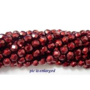  100 Crimson Sparkle Faceted Glass Beads 4MM Arts, Crafts 