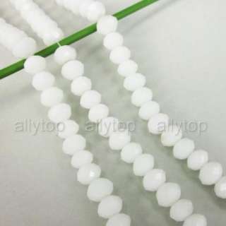 100 Faceted Rondelle 6mm Opal White Glass Crystal Beads  